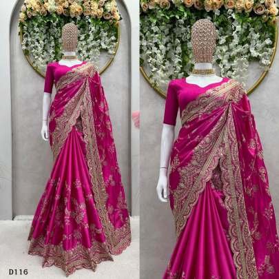 Exquisite Designer Tread And Sequin Embroidered Work Saree