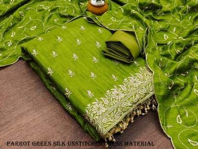Parrot Green  Unstitched Salwar Suit Set