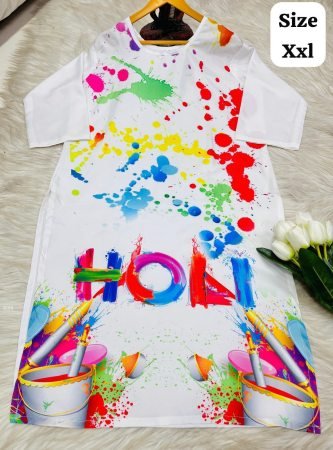 Fab Funda Holi Special White Kurti for Women