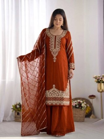 Fab Funda Presenting Beads Work Palazzo Suit Set