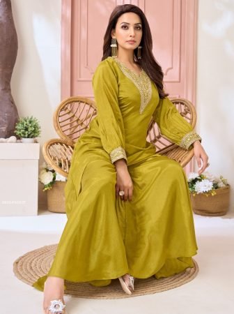 Fab Funda Presenting Parrot Green Plazzo Style Plus Size Cord Ser 