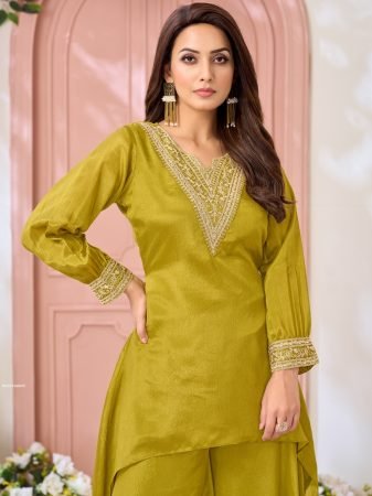 Fab Funda Presenting Parrot Green Plazzo Style Plus Size Cord Ser