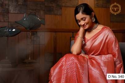 Designer Mina Work Golden Border Silk Sari