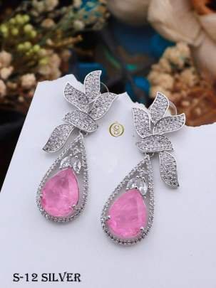 Fancy AD Collection Peach Silver Earrings