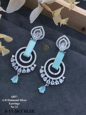 Fancy AD Collection Sky Blue Silver Earrings
