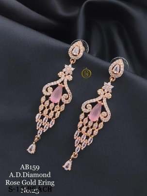 Fancy AD Diamond Collection Peach Rose Gold Earrings