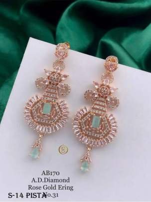 Fancy AD Diamond Collection Pista Rose Gold Earrings