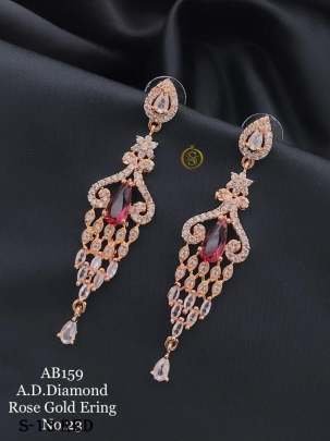 Fancy AD Diamond Collection Red Rose Gold Earrings