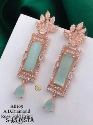 Fancy AD Diamond Collection Rose Gold Pista Earrings