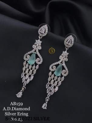 Fancy AD Diamond Collection Silver Earrings