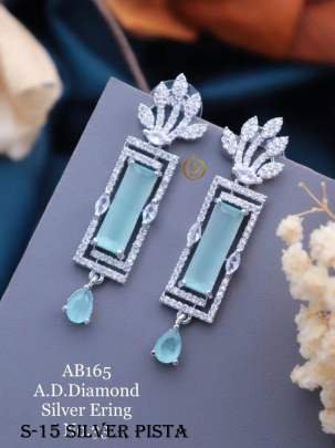 Fancy AD Diamond Collection Silver Pista Earrings