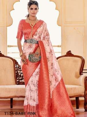 Fancy Baby Pink Soft Silk Saree With Weaving Work 