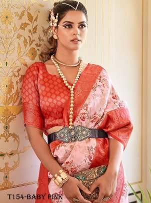 Fancy Baby Pink Soft Silk Saree With Weaving Work