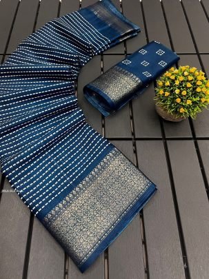 Fancy Blue Soft Dola Silk  Saree
