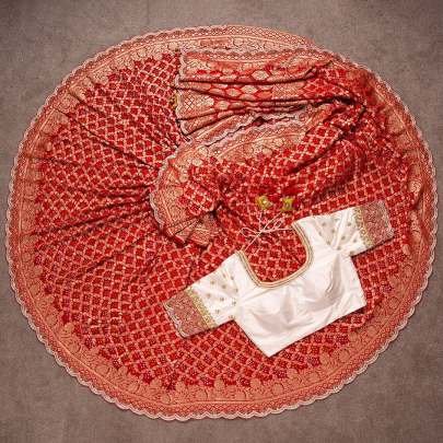 Fancy Border Work Bandhani Banarasi Silk Saree