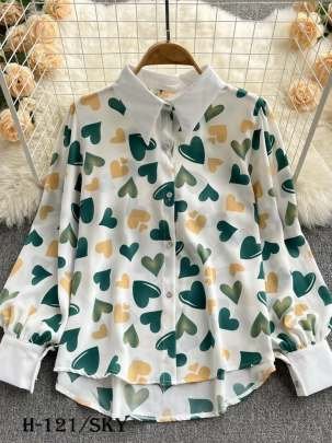 Fancy Digital Print Rayon Sky Color Ladies Top