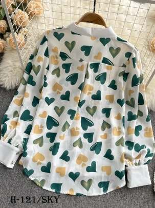 Fancy Digital Print Rayon Sky Color Ladies Top