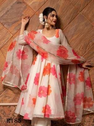 Fancy Digital Printed Chanderi Ambrela Kurti