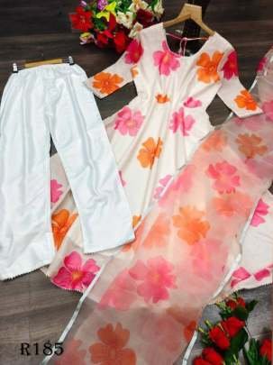 Fancy Digital Printed Chanderi Ambrela Kurti