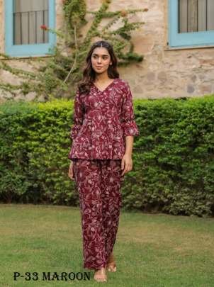 Fancy Digital Printed Maroon Co Ord Set