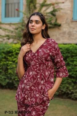 Fancy Digital Printed Maroon Co Ord Set