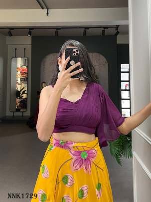 Fancy Georgette  Sequence And Thread Embroidery Work Yellow Lehenga