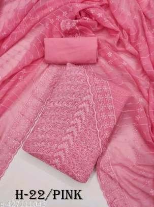 Fancy Georgette Pink Color Dress Material