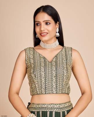 Fancy Green Georgette Lehenga Choli With Embroidery Work