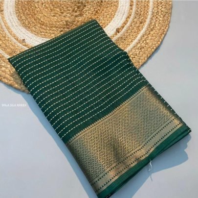 Fancy Green Soft Dola Silk  Saree