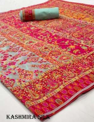 Fancy Handloom Weaving Kashmira Silk Saree From Girnar Fashion