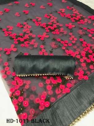 Fancy Heavy Net Black  Saree