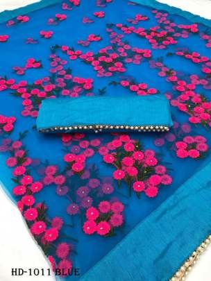 Fancy Heavy Net Blue  Saree