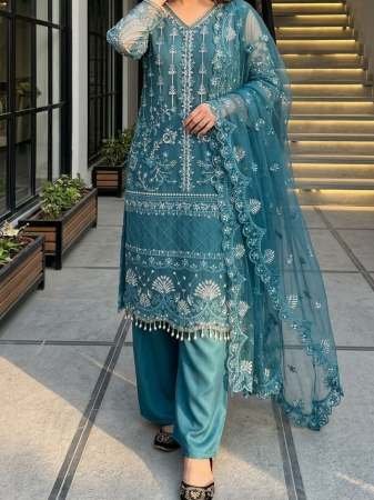 Fancy Less  Work Rama Colour Palazzo Suit