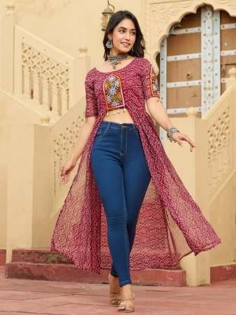 Fancy Maroon Colour Navratri Kurti