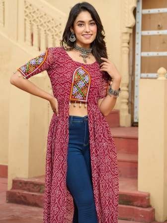 Fancy Maroon Colour Navratri Kurti