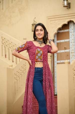 Fancy Maroon Colour Navratri Kurti