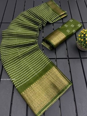 Fancy Mehendi Green Soft Dola Silk  Saree