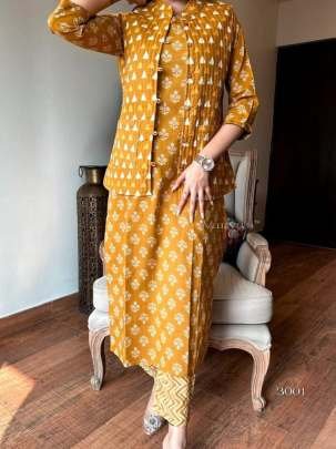 Fancy Muster Mill Print Pure Cotton Koti Kurtis Set