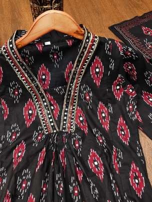 Fancy Neck Anarkali Cotton Kurtis