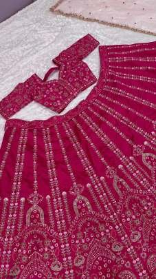 Fancy Pink Dori Embroidery Sequence Lehenga Choli