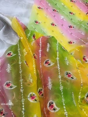 Fancy Printed Organza Weaving Border Saree