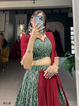 Fancy Printed Pure Cotton Lehenga Choli With Kodi