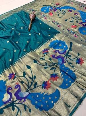 Fancy Rama Soft Kanchivaram Pethani Silk Saree