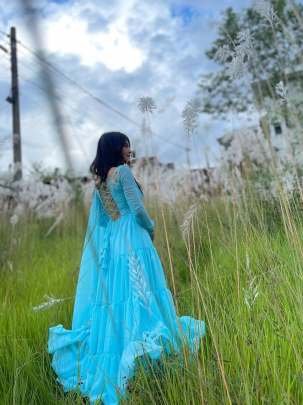 Fancy Readymade Multi Work Faux Georgette Anarkali Suits