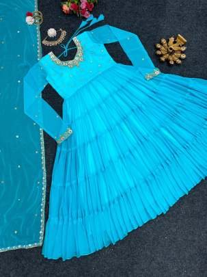 Fancy Readymade Multi Work Faux Georgette Anarkali Suits