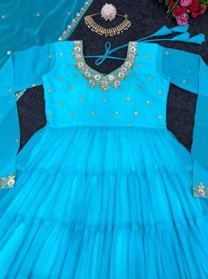 Fancy Readymade Multi Work Faux Georgette Anarkali Suits
