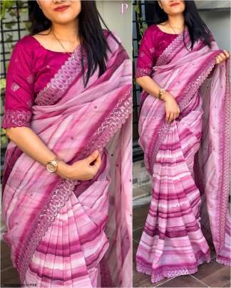 Fancy Organza Pink Saree By Saheli Design