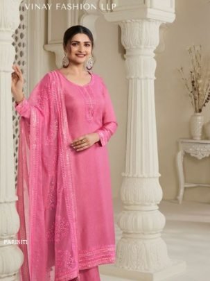 Fancy Satin Silk Embroidery Suit Pariniti Catalog From Fab Funda