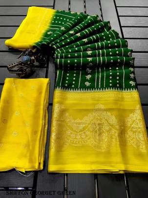 Fancy Chiffon Georgette Green Saree
