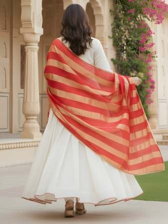 Fancy Silk Fabric Red Colour Kurti 3 Pcs Set